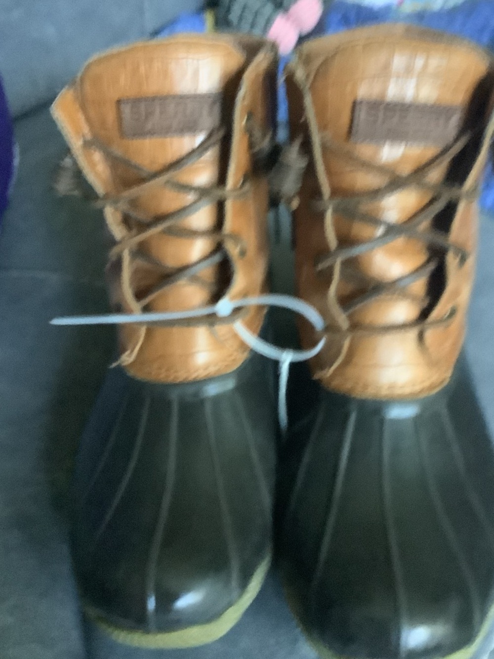 Sperry Brown Leather and Black Rubber Duck Boots